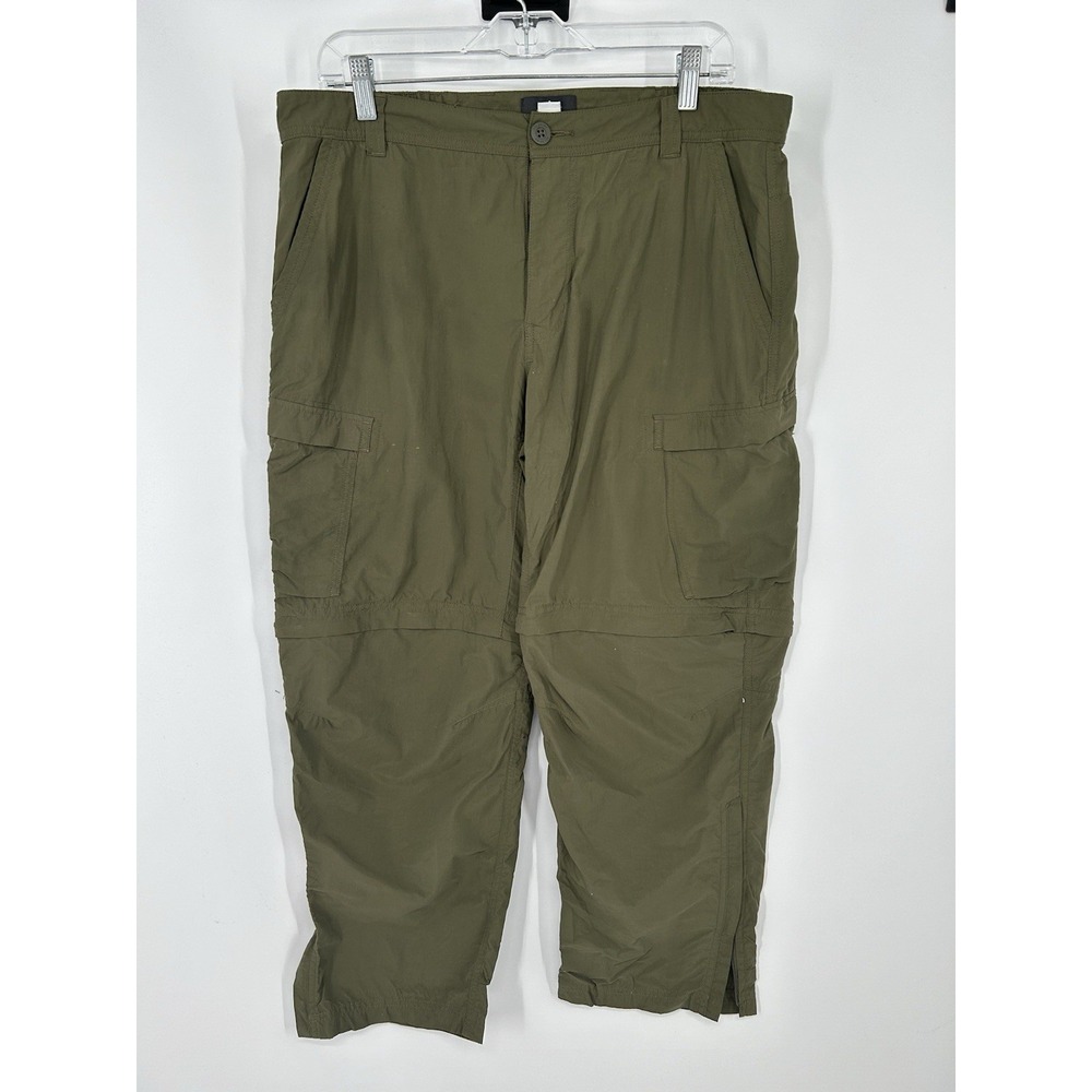 REI Co-Op Zip Off Hiking Cargo Pants Moss Green Baggy Relaxed Fit Size 36x28